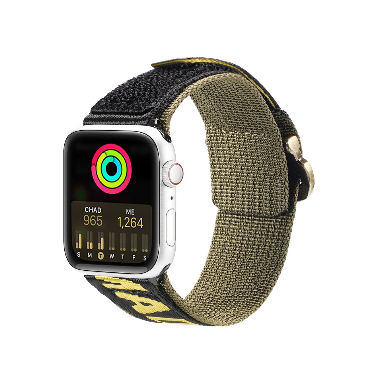 Dux Ducis utendørs Apple Watch Ultra-rem, SE, 9-1 (49, 45, 44, 42 mm), nylon med gult armbånd