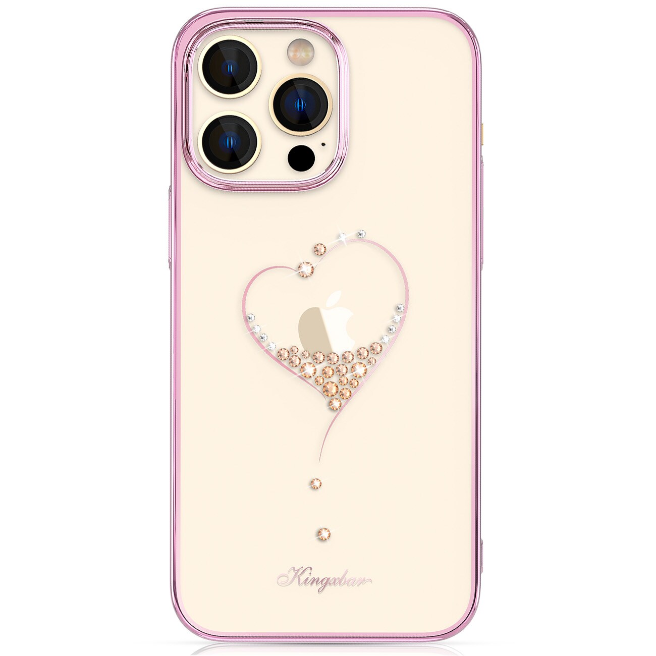 Silikonetui med Swarovski-krystaller Kingxbar Wish Series for iPhone 14 Pro - rosa