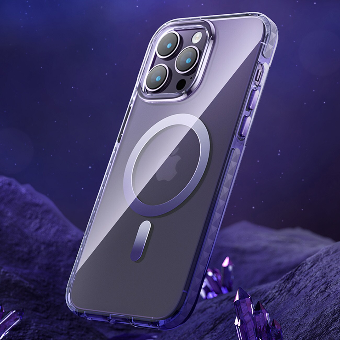 Kingxbar PQY Ice Crystal Series magnetisk etui for iPhone 14 Plus MagSafe sølv