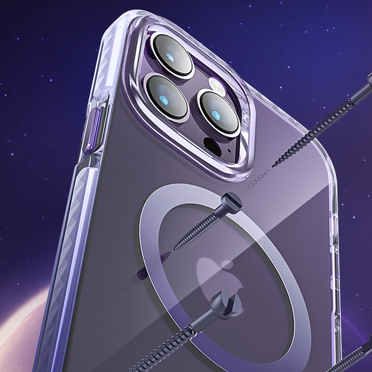 Kingxbar PQY Ice Crystal Series magnetisk etui for iPhone 14 Plus MagSafe sølv