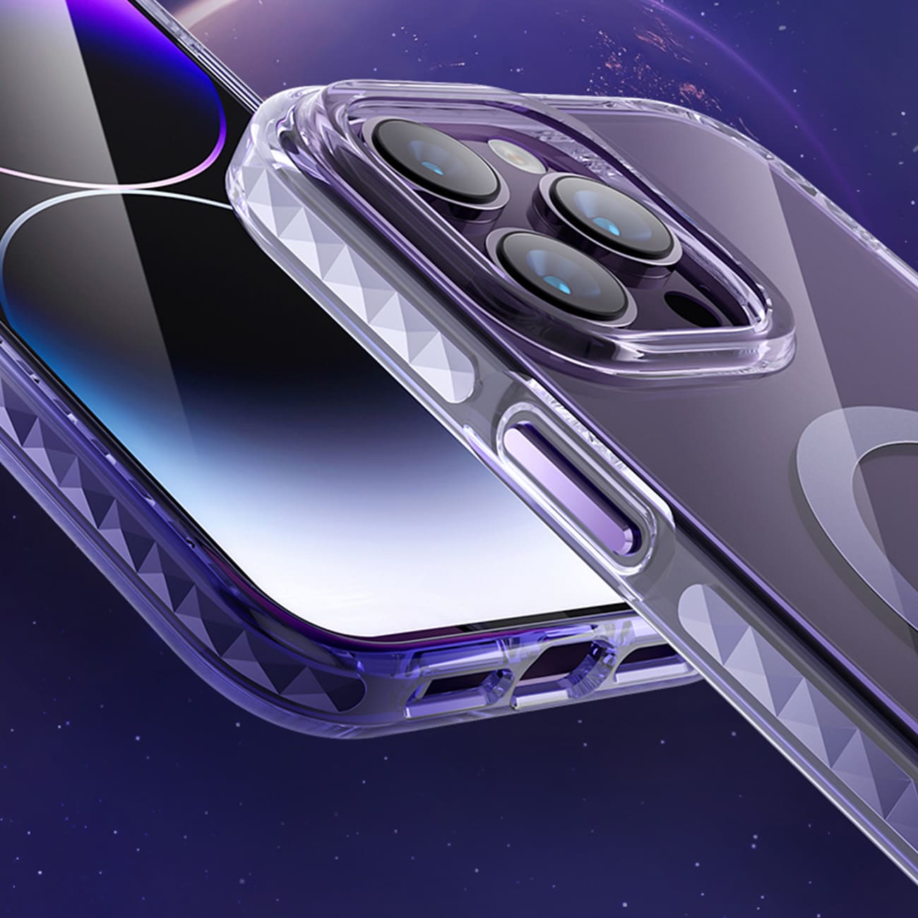 Kingxbar PQY Ice Crystal Series magnetisk etui for iPhone 14 Plus MagSafe sølv