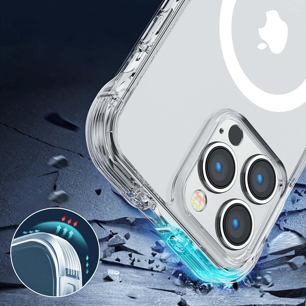 Joyroom Magnetisk Defender etui til iPhone 14 Plus - Pansret med kroker, Klar (MagSafe-kompatibel)