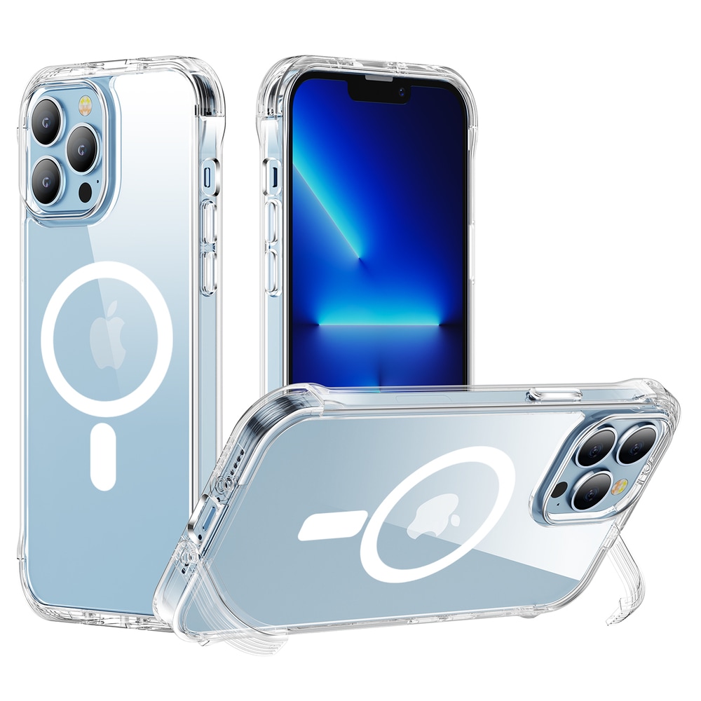 Joyroom Magnetisk Defender etui til iPhone 14 Plus - Pansret med kroker, Klar (MagSafe-kompatibel)