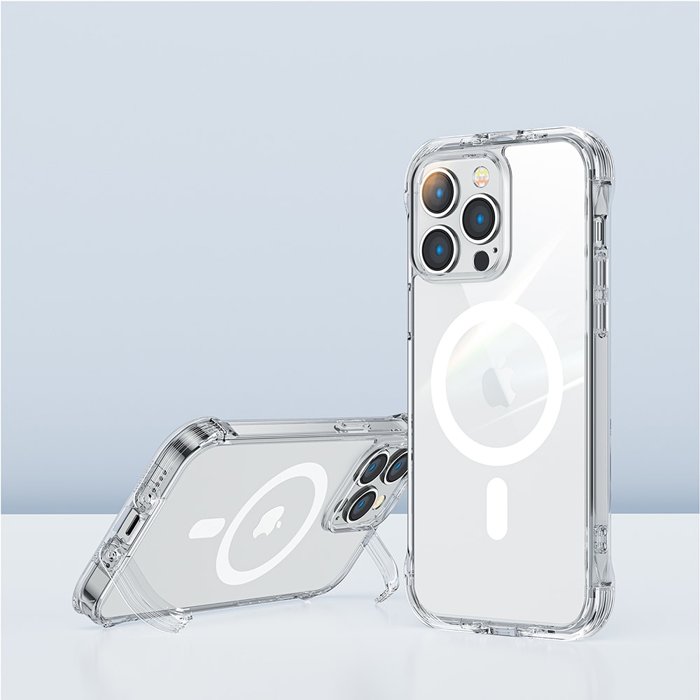 Joyroom Magnetisk Defender etui til iPhone 14 Plus - Pansret med kroker, Klar (MagSafe-kompatibel)