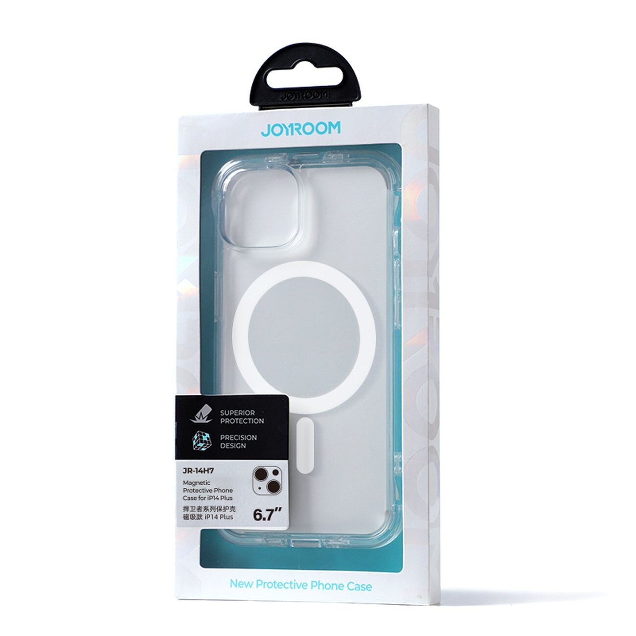 Joyroom Magnetisk Defender etui til iPhone 14 Plus - Pansret med kroker, Klar (MagSafe-kompatibel)