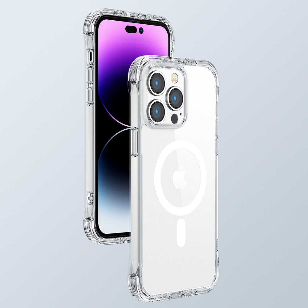 Joyroom Magnetisk Defender etui til iPhone 14 Plus - Pansret med kroker, Klar (MagSafe-kompatibel)