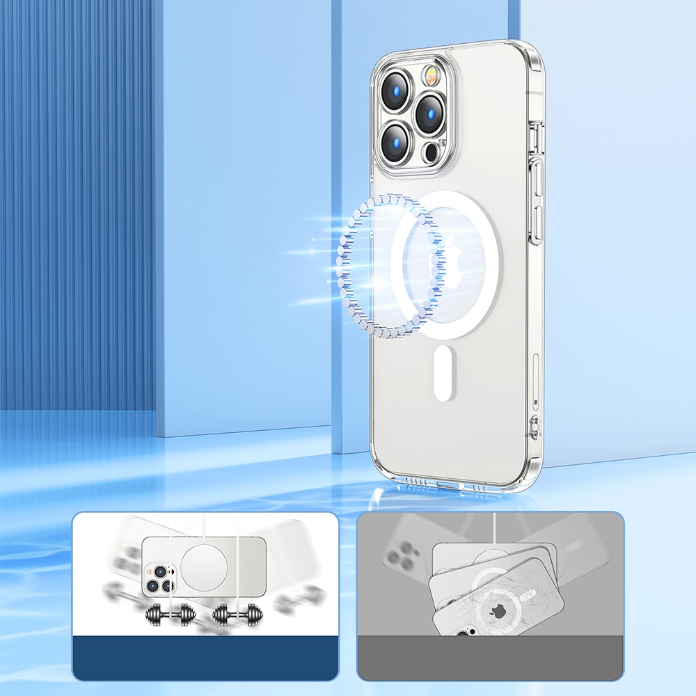Joyroom 14D magnetisk etui for iPhone 14 Plus, kompatibel med MagSafe, gjennomsiktig (JR-14D7)