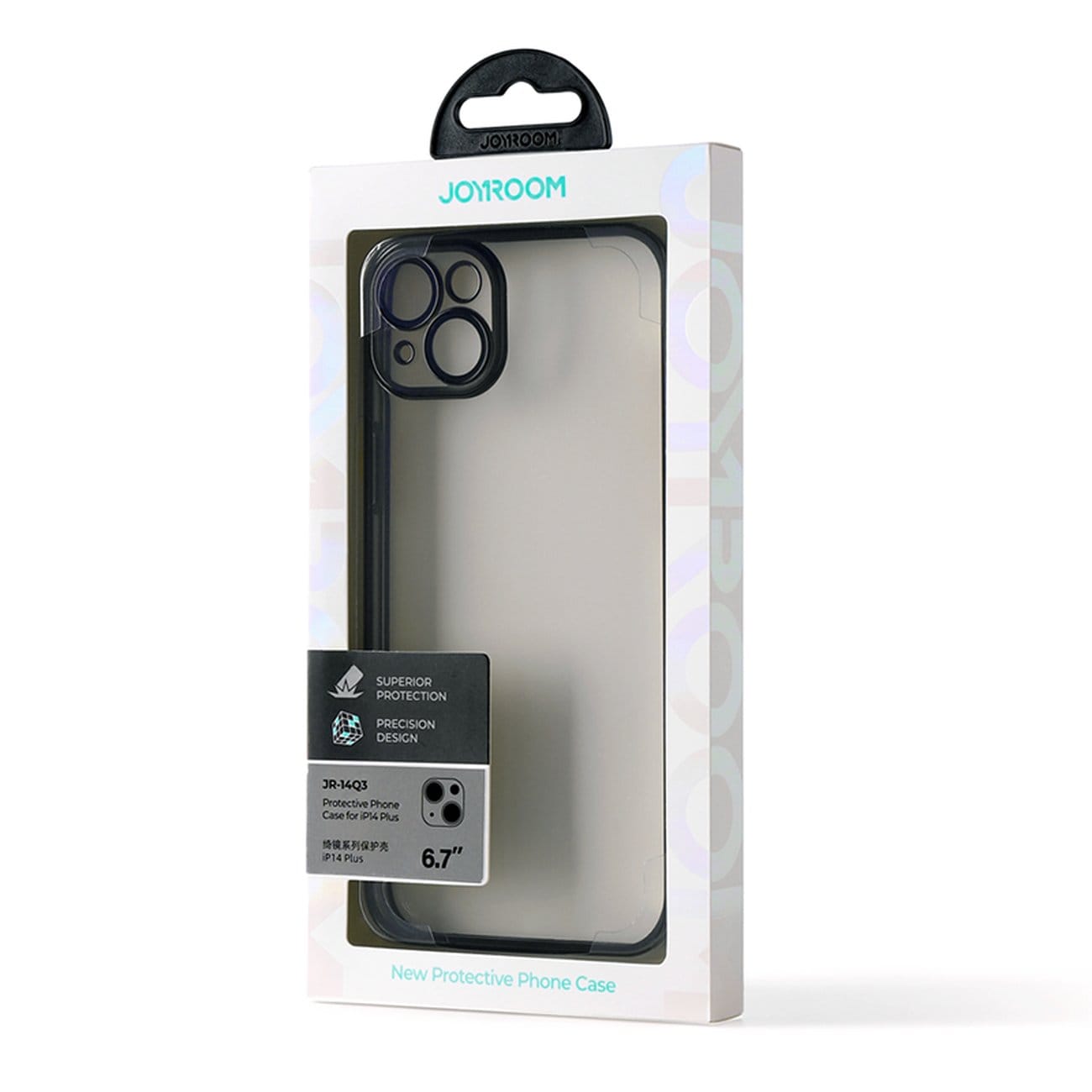Joyroom 14Q-etui for iPhone 14 Plus-deksel med metallramme svart (JR-14Q3-svart)