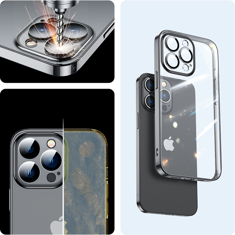 Joyroom 14Q-etui for iPhone 14 Plus-deksel med metallramme svart (JR-14Q3-svart)