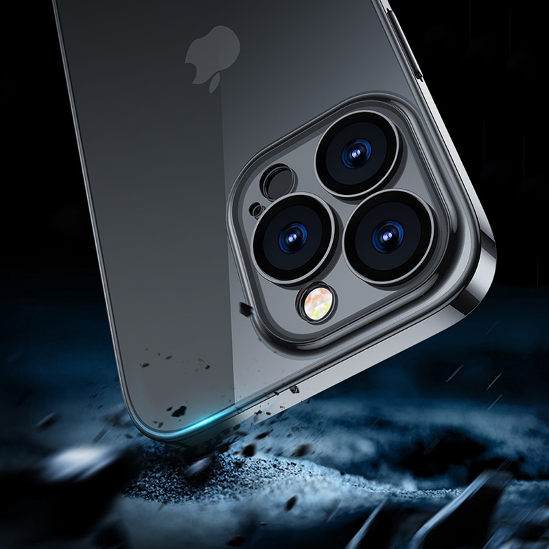 Joyroom 14Q-etui for iPhone 14 Plus-deksel med metallramme svart (JR-14Q3-svart)
