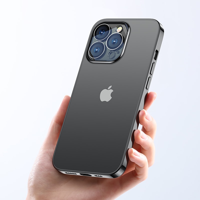 Joyroom 14Q-etui for iPhone 14 Plus-deksel med metallramme svart (JR-14Q3-svart)