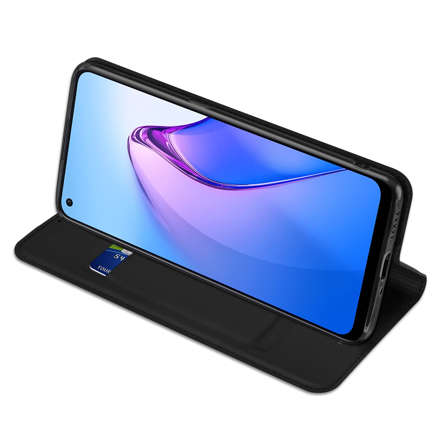 Dux Ducis Skin Pro-etui for Oppo Reno 8 flip cover kort lommebok stativ svart