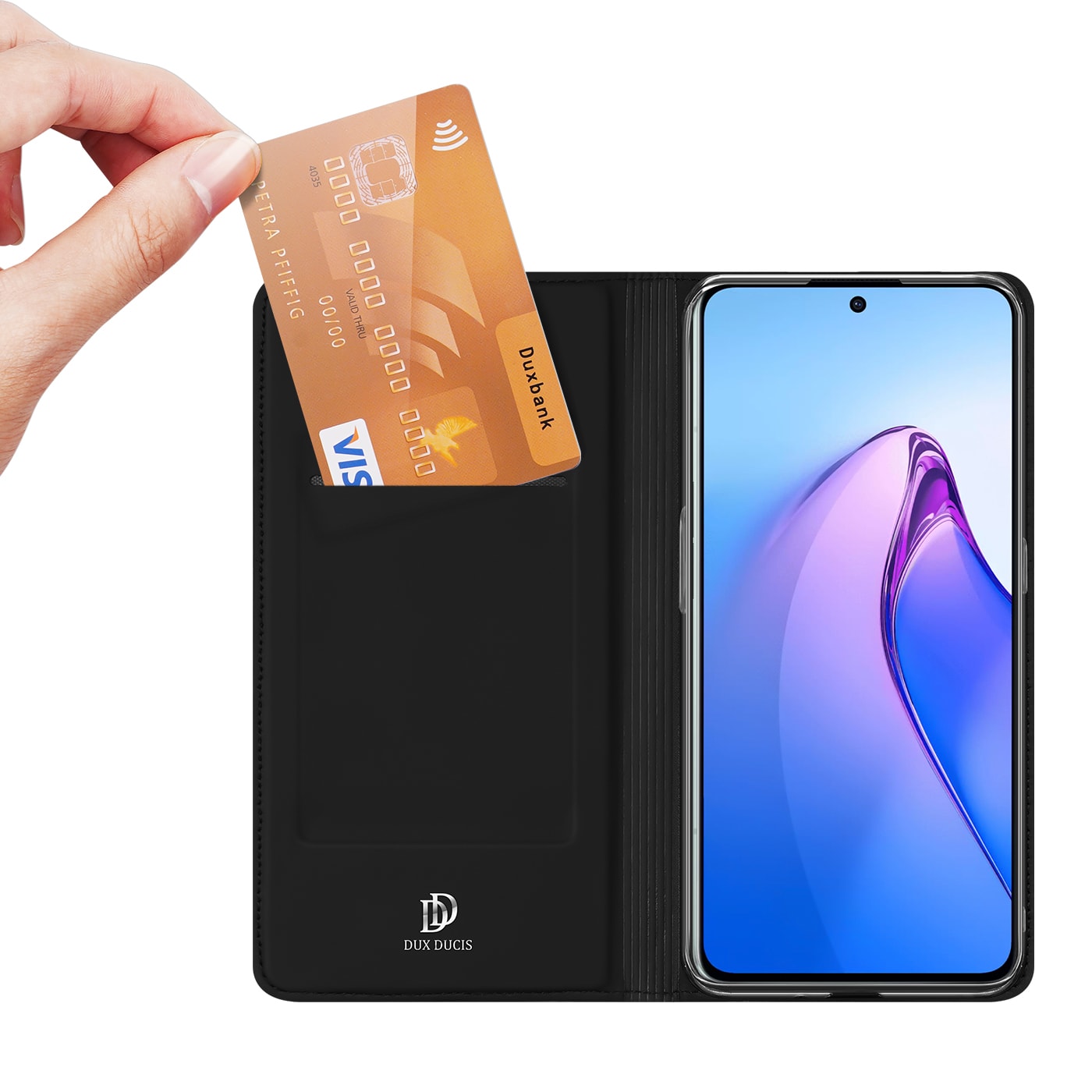 Dux Ducis Skin Pro-etui for Oppo Reno 8 Pro flip cover kort lommebok stativ svart
