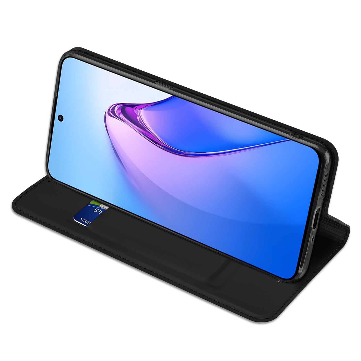 Dux Ducis Skin Pro-etui for Oppo Reno 8 Pro flip cover kort lommebok stativ svart