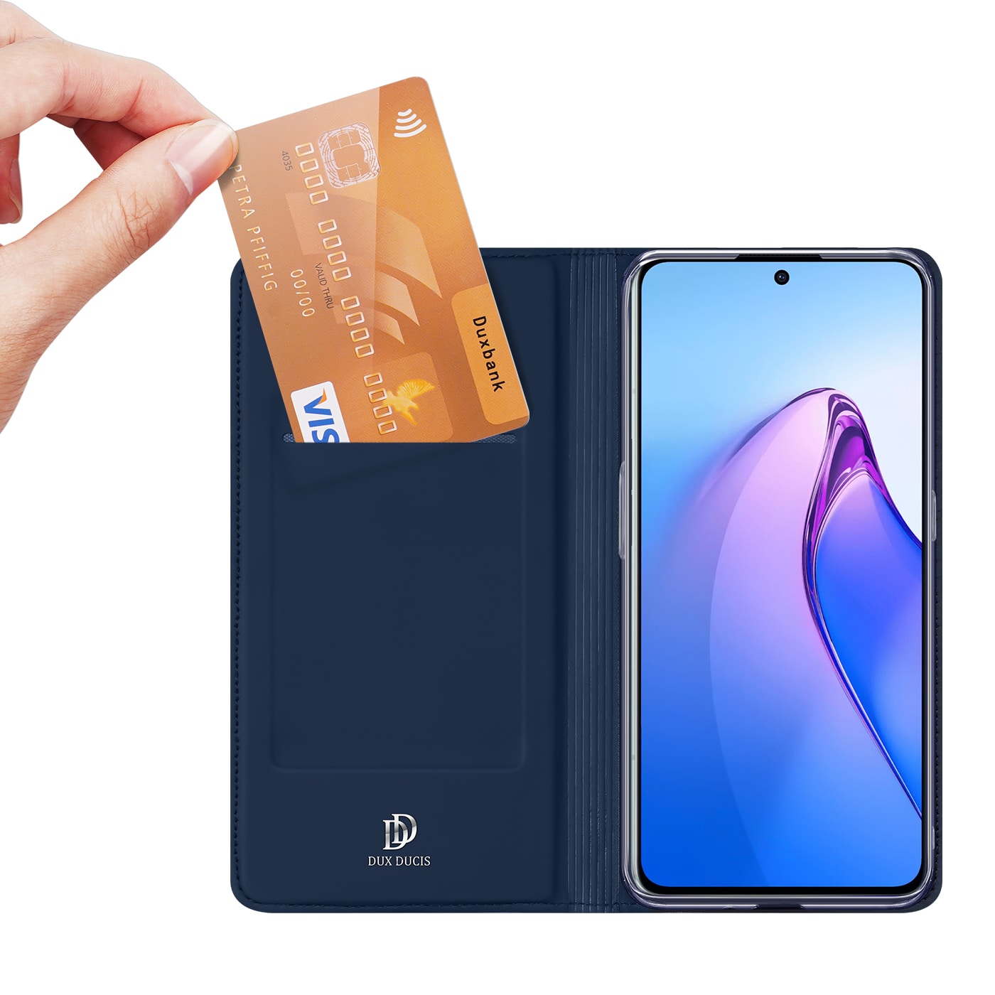 Dux Ducis Skin Pro-etui for Oppo Reno 8 Pro flip cover kort lommebok stativ blå