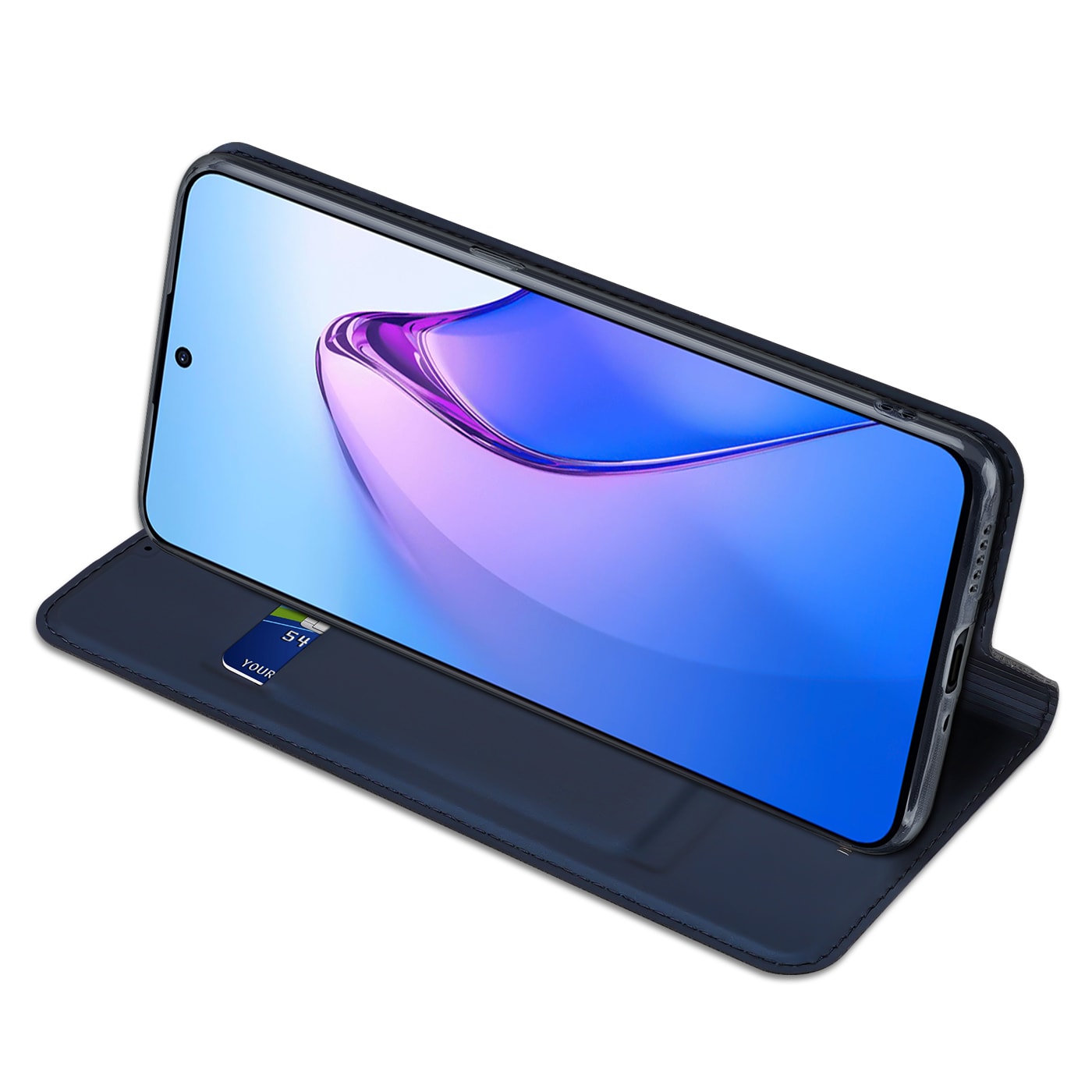 Dux Ducis Skin Pro-etui for Oppo Reno 8 Pro flip cover kort lommebok stativ blå