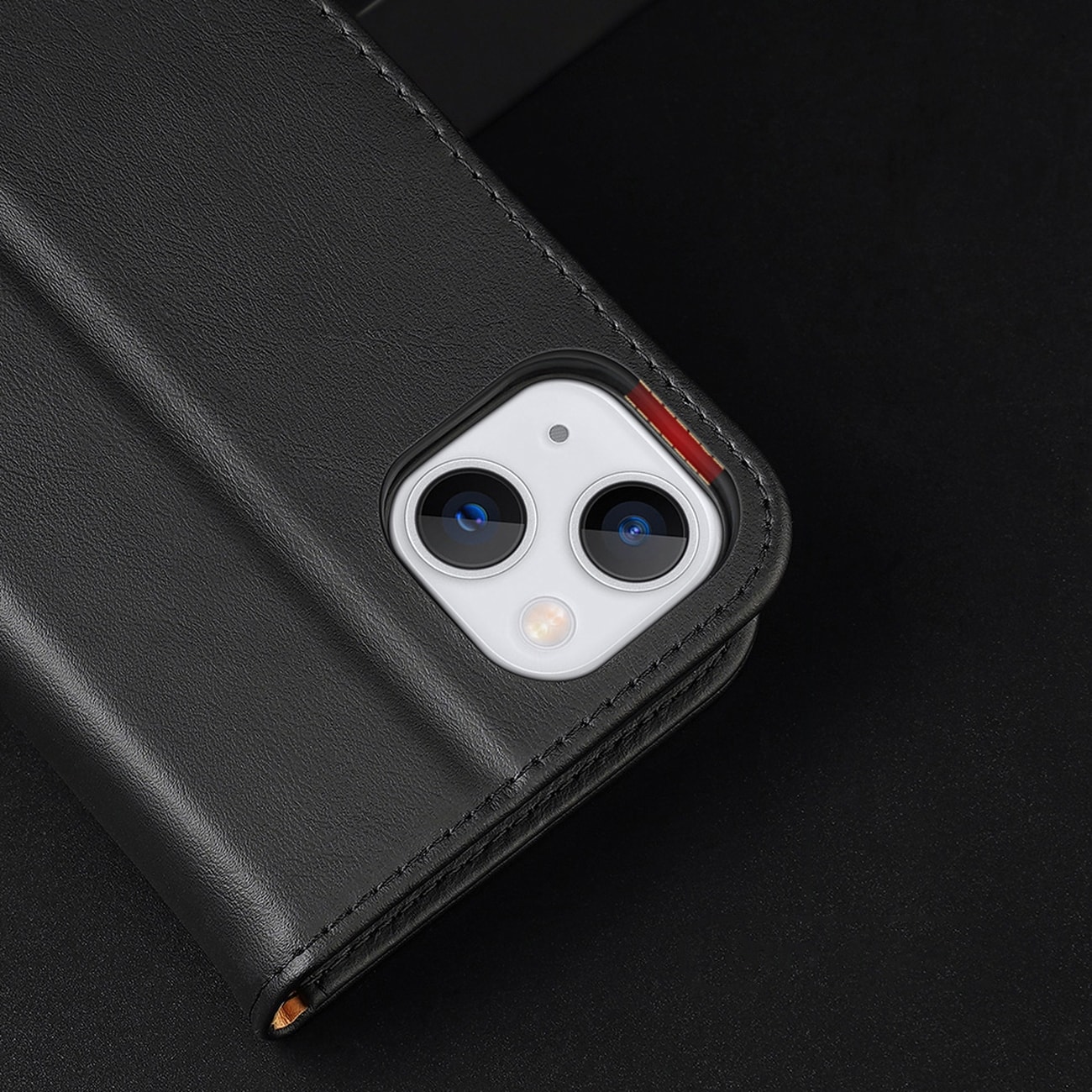 Dux Ducis Hivo Leather Flip Cover Genuine Leather Wallet for kort og dokumenter iPhone 14 Plus Black