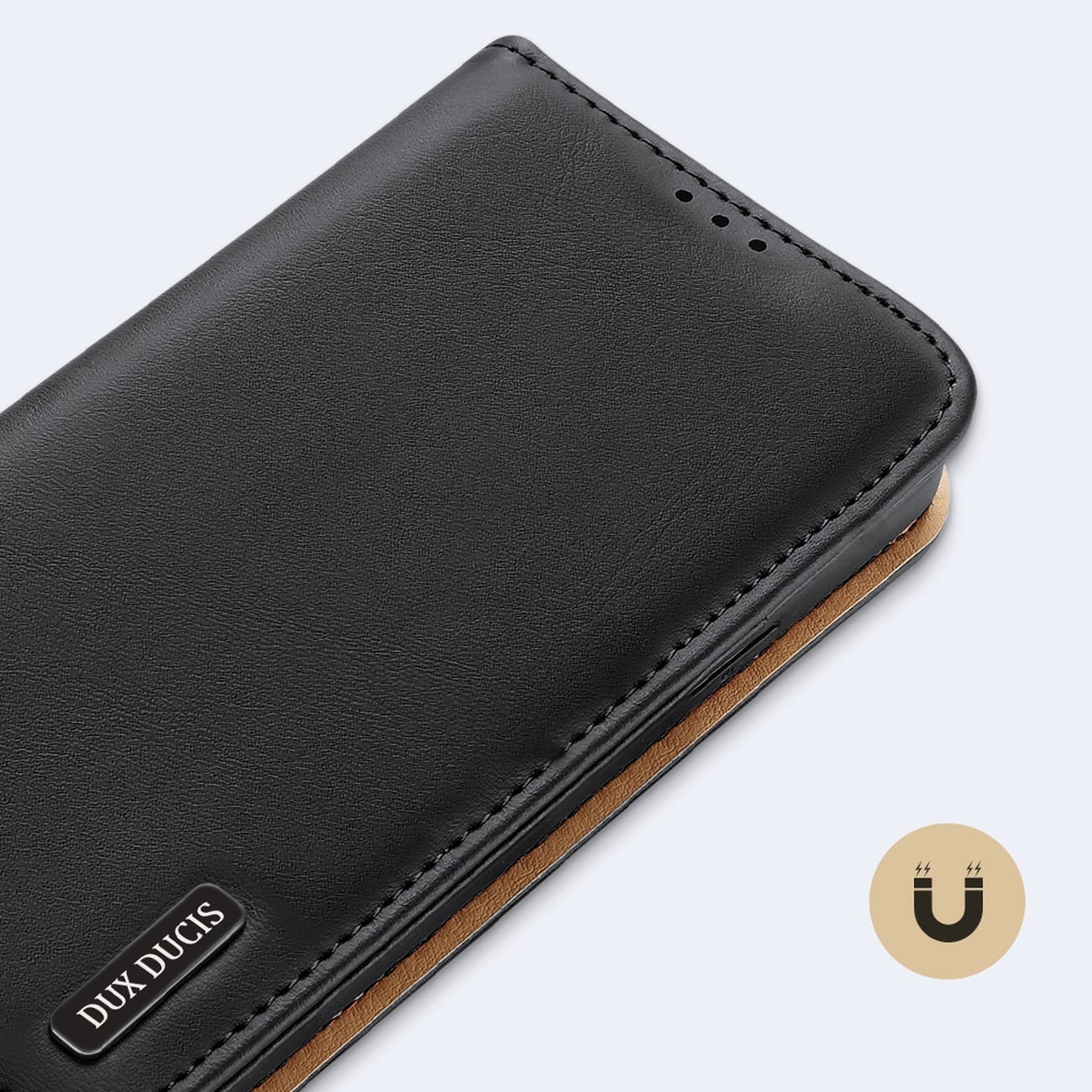 Dux Ducis Hivo Leather Flip Cover Genuine Leather Wallet for kort og dokumenter iPhone 14 Plus Black