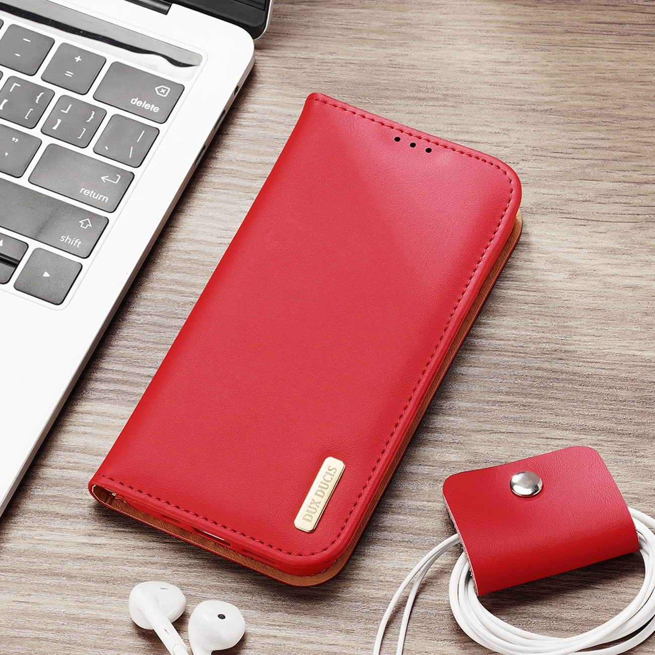 Dux Ducis Hivo Leather Flip Cover Genuine Leather Wallet for kort og dokumenter iPhone 14 Plus Black