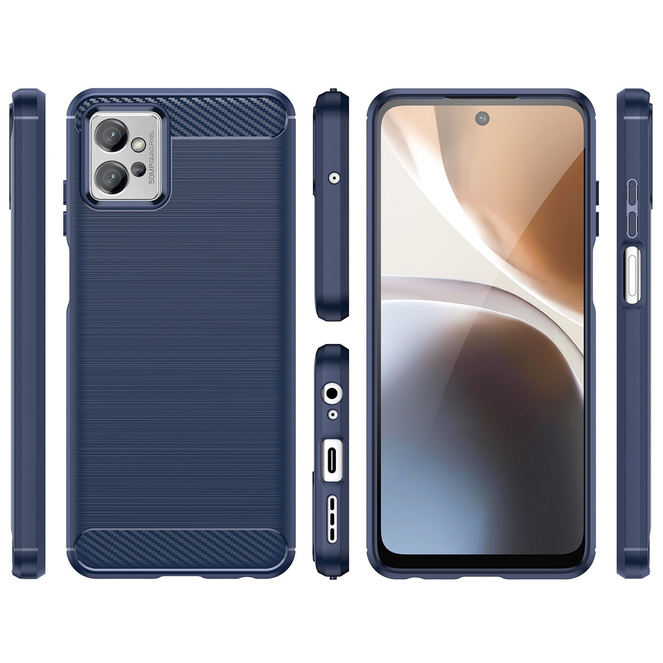 Karbonetui til Realme Narzo 50 5G fleksibelt karbondeksel i silikon, svart