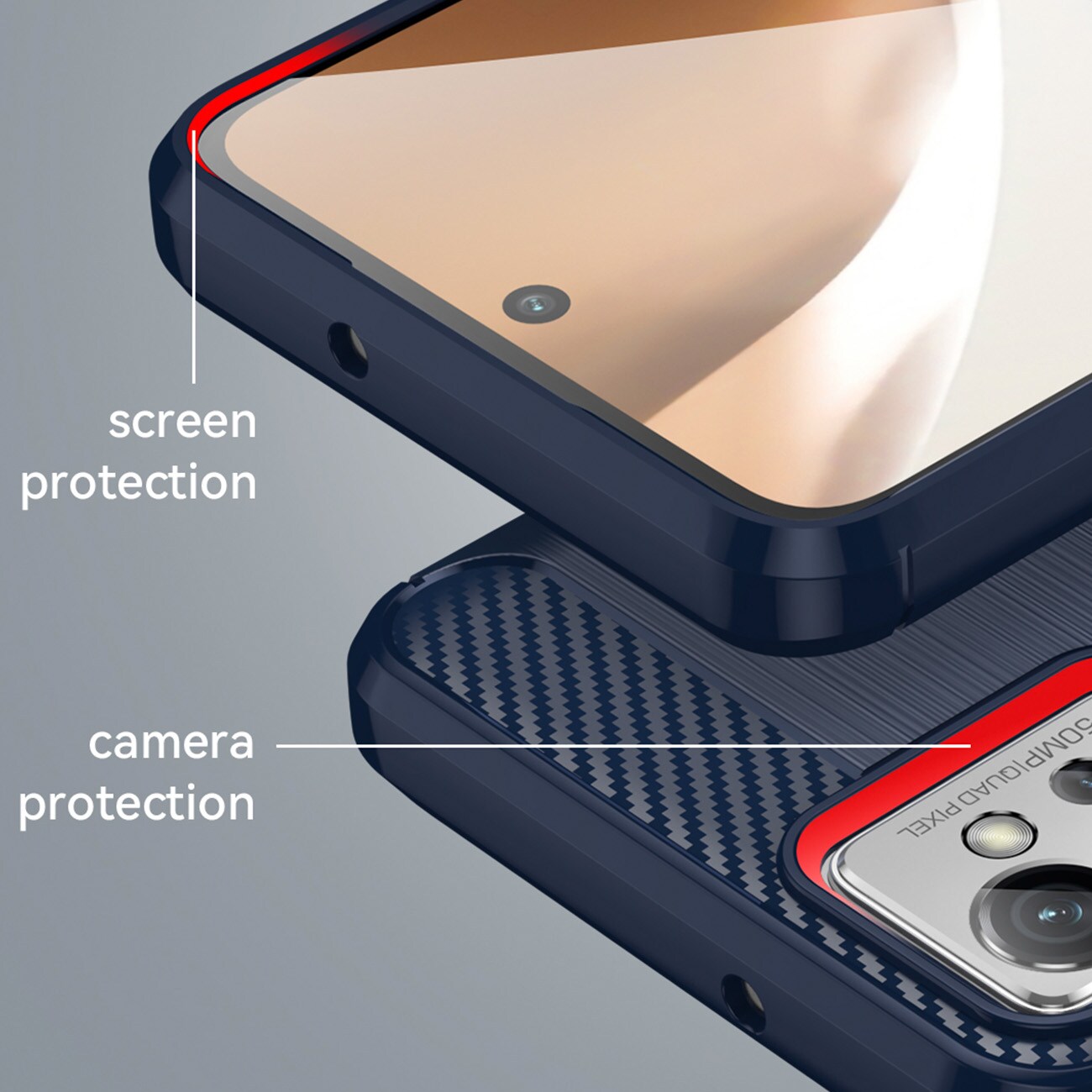 Karbonetui til Realme Narzo 50 5G fleksibelt karbondeksel i silikon, svart