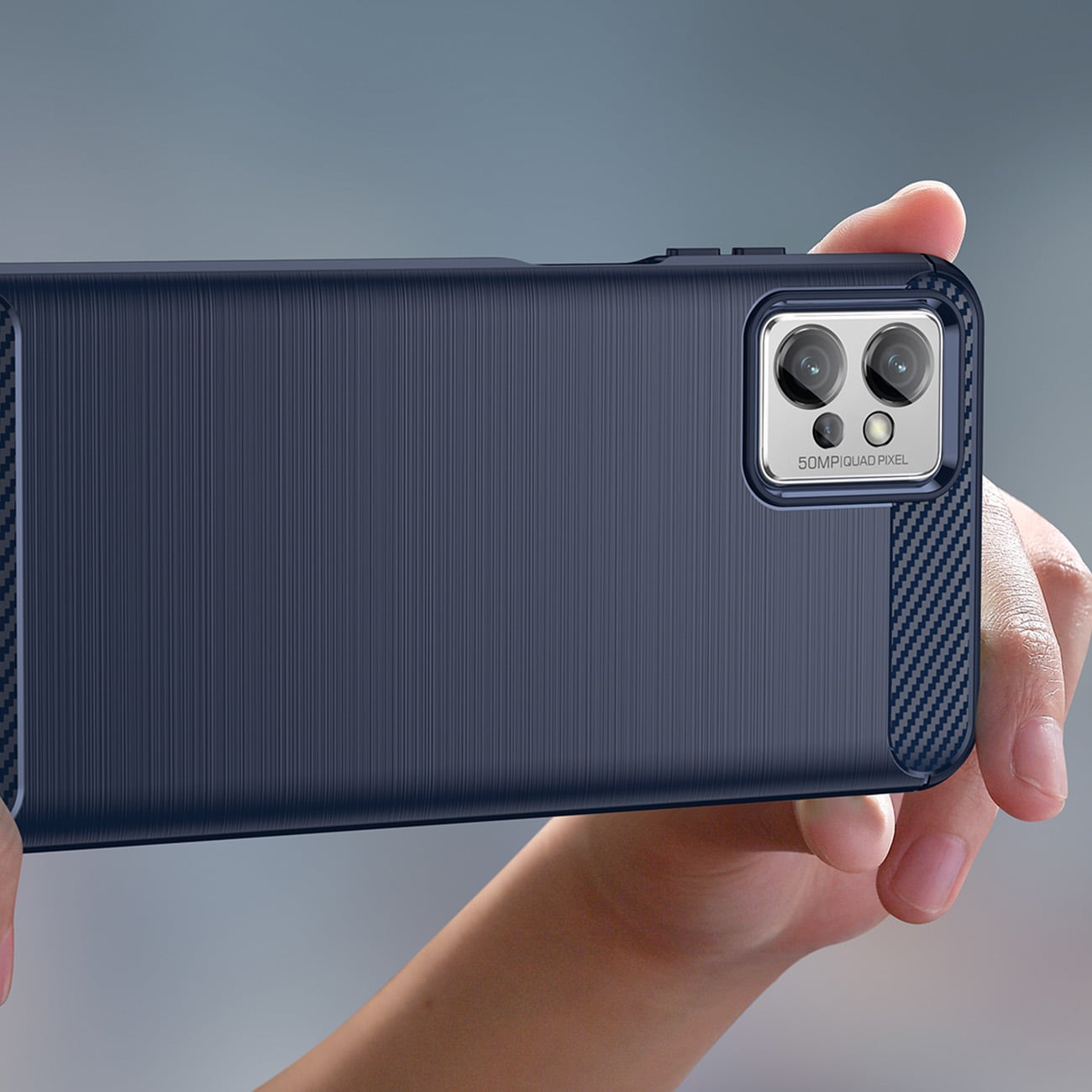 Carbon Case-etui for Realme C35 fleksibelt karbondeksel i silikon, svart