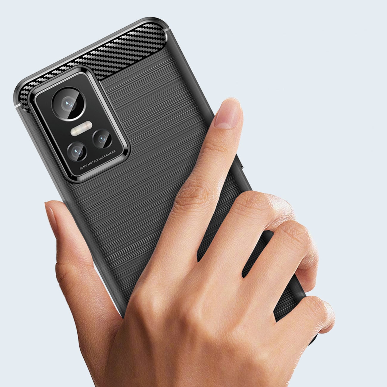 Carbon Case-etui for Realme GT Neo 3 fleksibelt karbondeksel i silikon svart