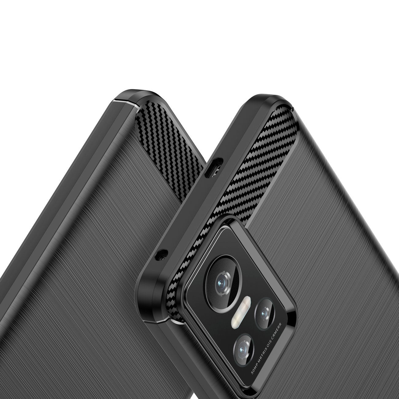 Carbon Case-etui for Realme GT Neo 3 fleksibelt karbondeksel i silikon svart