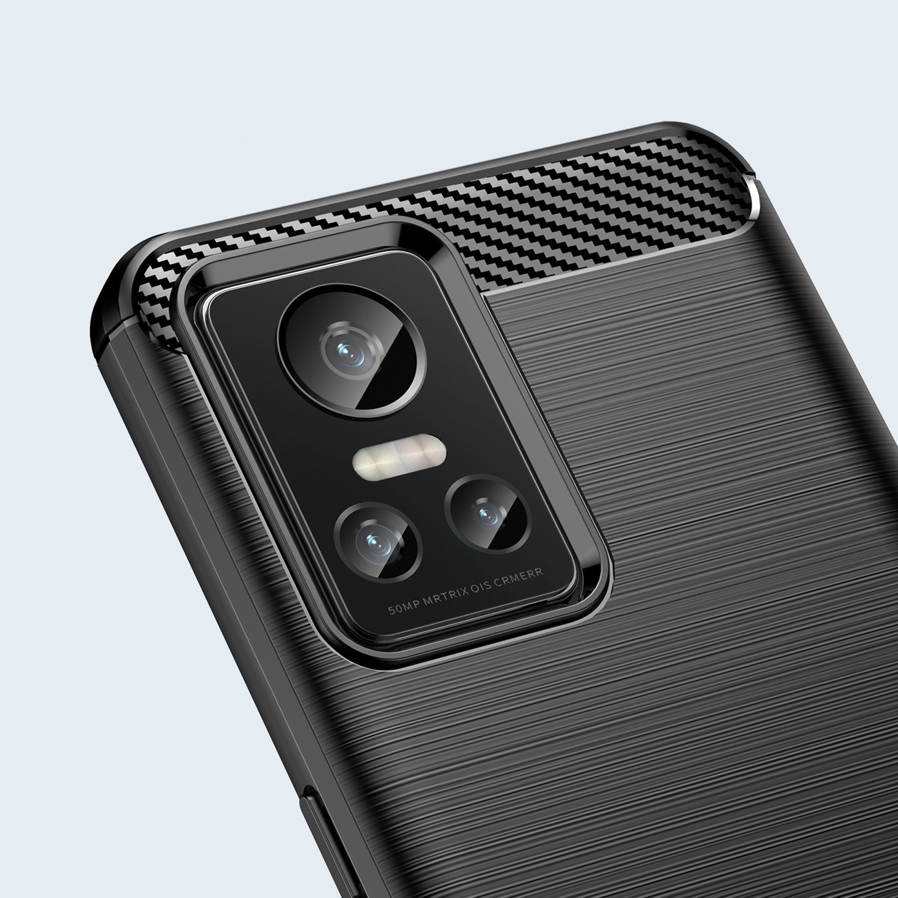 Carbon Case-etui for Realme GT Neo 3 fleksibelt karbondeksel i silikon svart