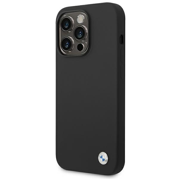 BMW Silikonetui med metallogo for iPhone 14 Pro Max - svart
