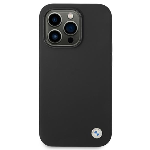 BMW Silikonetui med metallogo for iPhone 14 Pro Max - svart