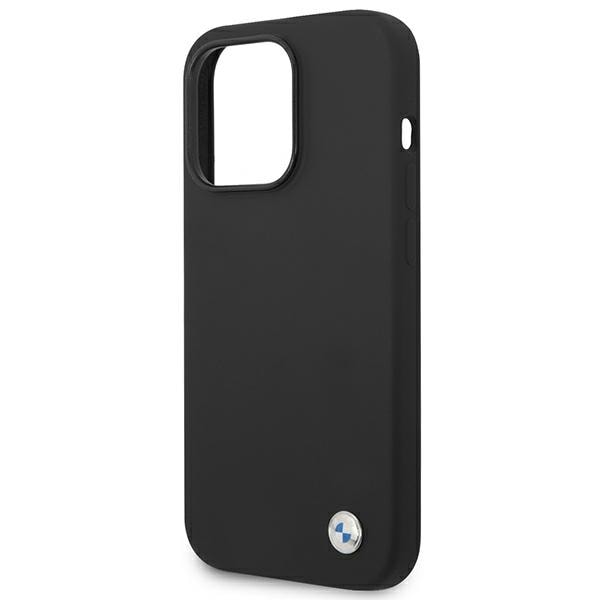 BMW Silikonetui med metallogo for iPhone 14 Pro Max - svart