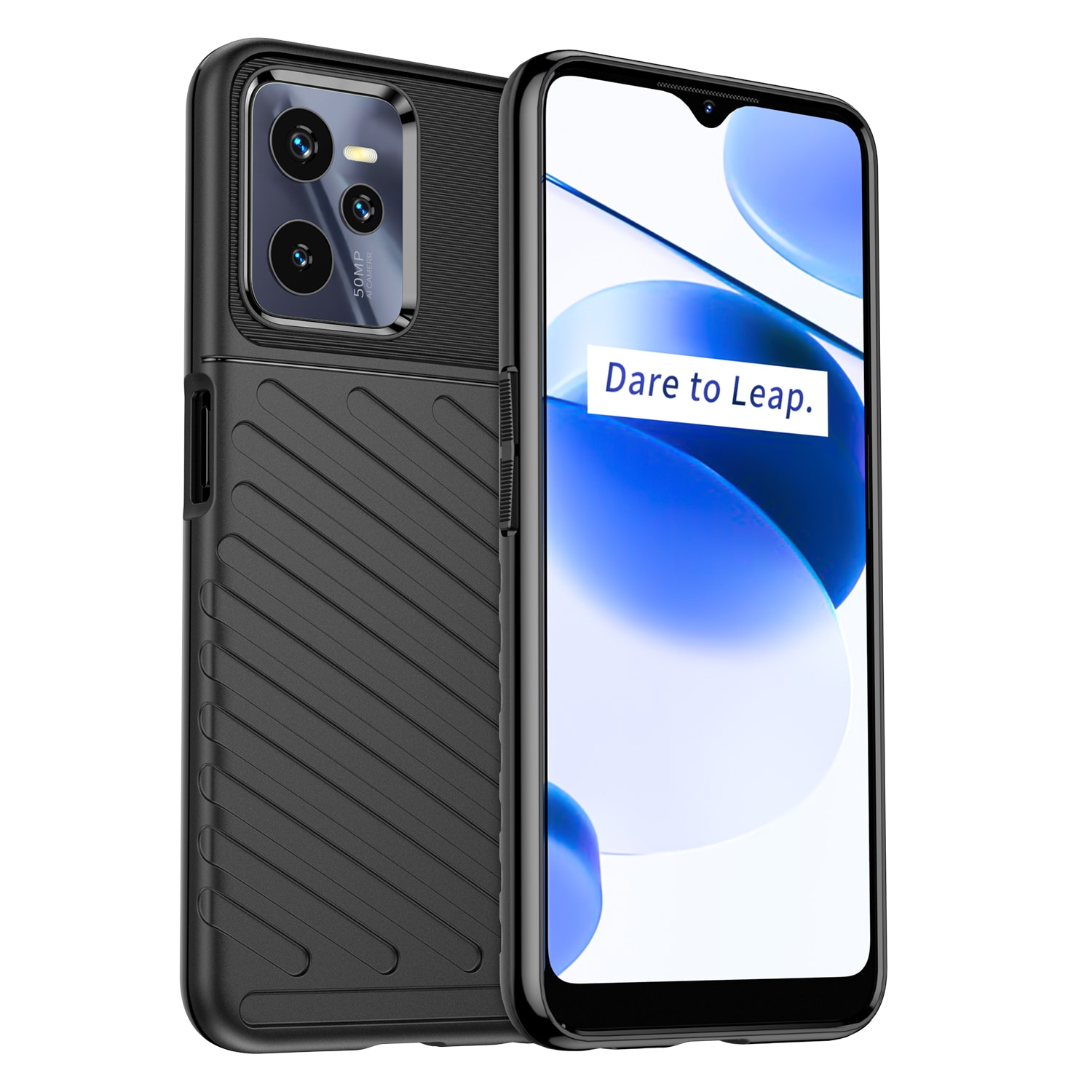 Thunder Case-etui for Realme C35 silikon panseretui svart