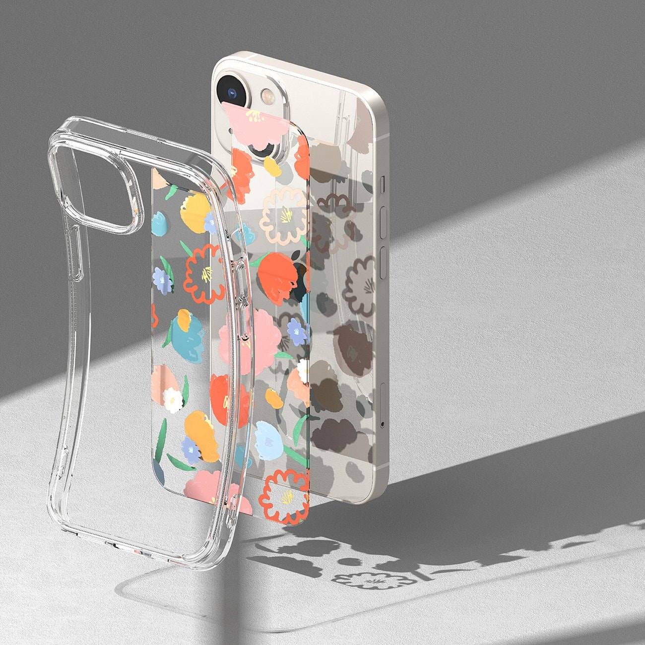Ringke Fusion Design pansret ermetrekk med gelramme for iPhone 14 Plus (Gjennomsiktig Floral)