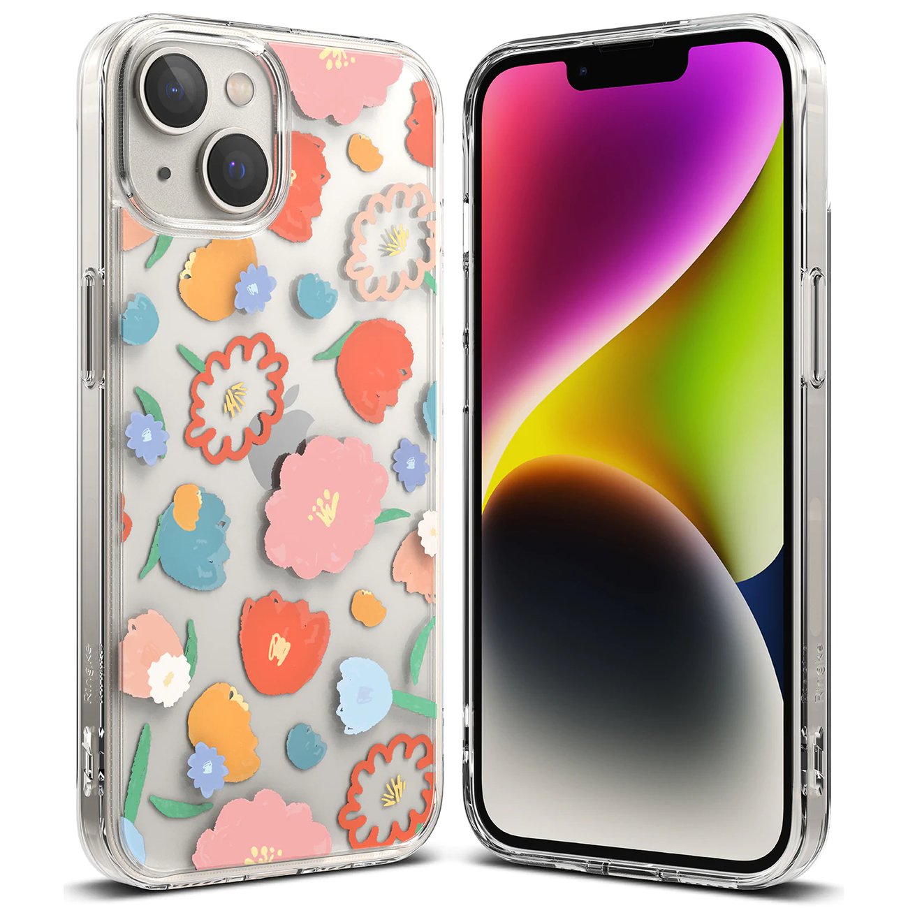 Ringke Fusion Design pansret ermetrekk med gelramme for iPhone 14 Plus (Gjennomsiktig Floral)