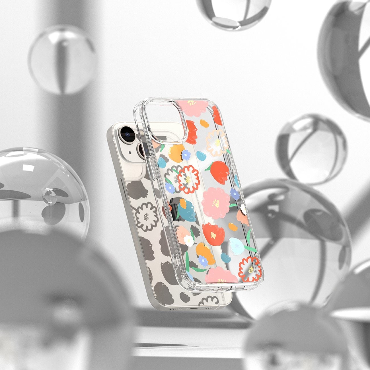 Ringke Fusion Design pansret ermetrekk med gelramme for iPhone 14 Plus (Gjennomsiktig Floral)