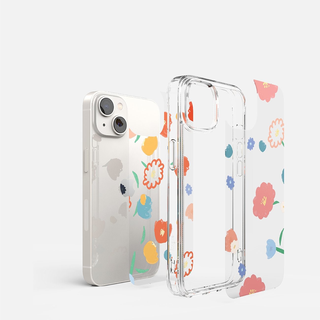 Ringke Fusion Design pansret ermetrekk med gelramme for iPhone 14 Plus (Gjennomsiktig Floral)