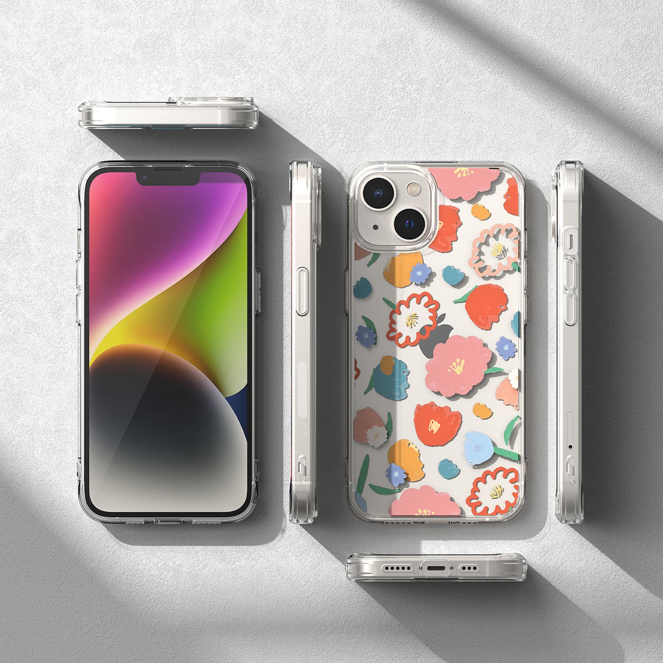 Ringke Fusion Design pansret ermetrekk med gelramme for iPhone 14 Plus (Gjennomsiktig Floral)