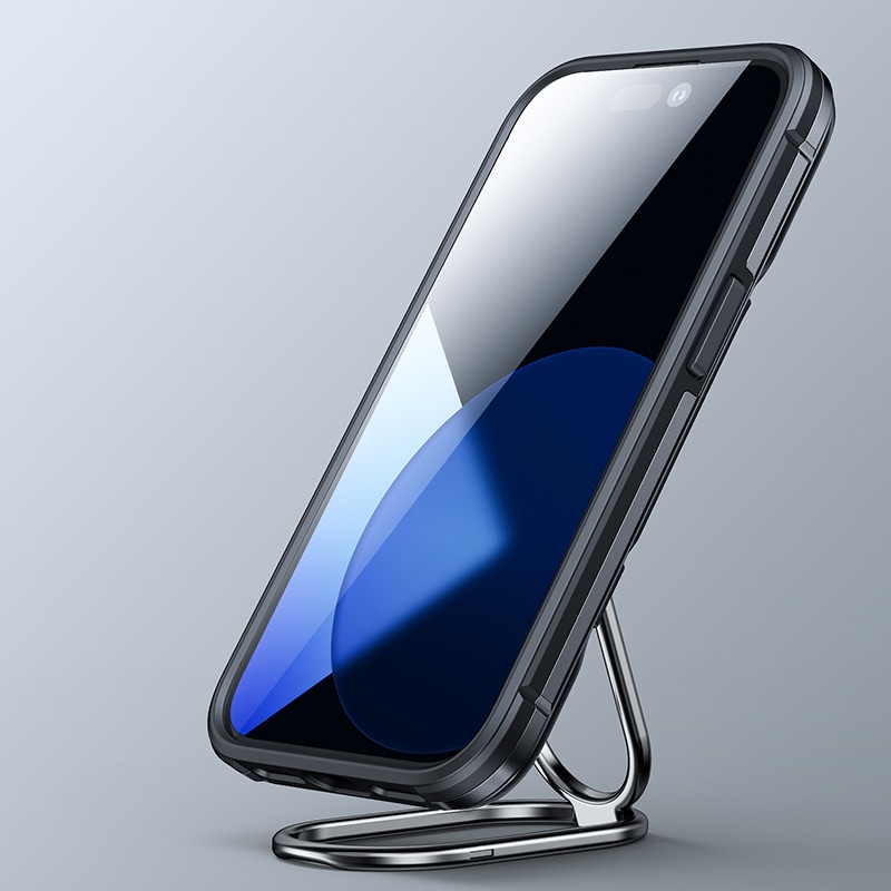 Joyroom Dual Hinge-etui for iPhone 14 Plus pansret etui med stativ og en ringholder svart