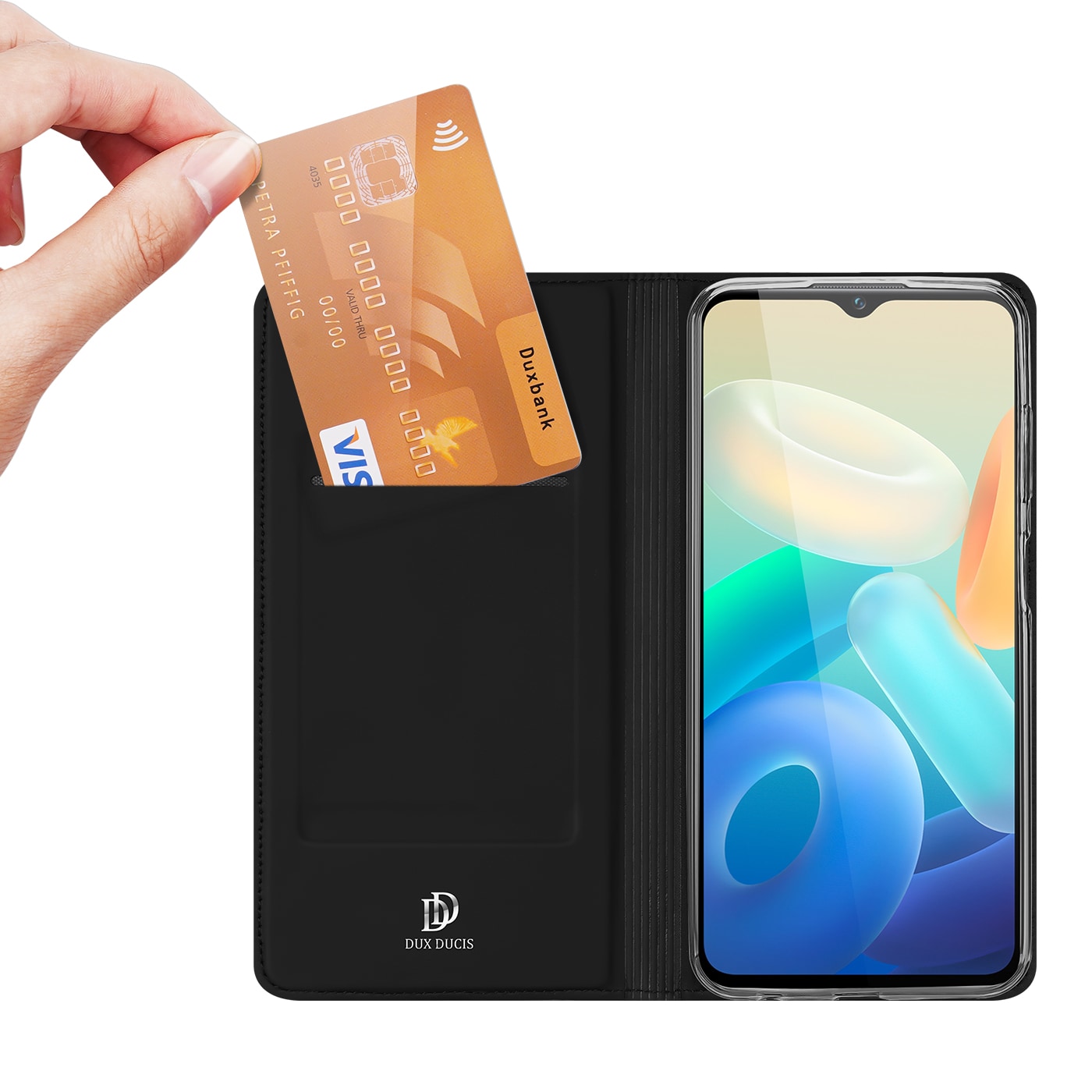 Dux Ducis Skin Pro-etui Vivo Y16 / Y02s lommebokhylsterdeksel med klaff svart