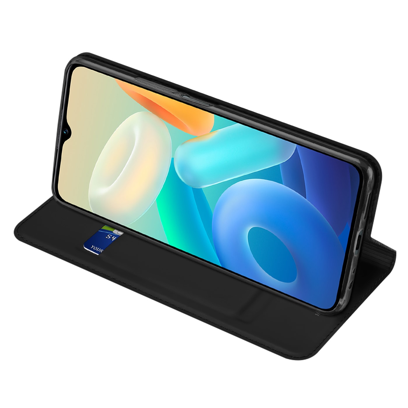 Dux Ducis Skin Pro-etui Vivo Y16 / Y02s lommebokhylsterdeksel med klaff svart