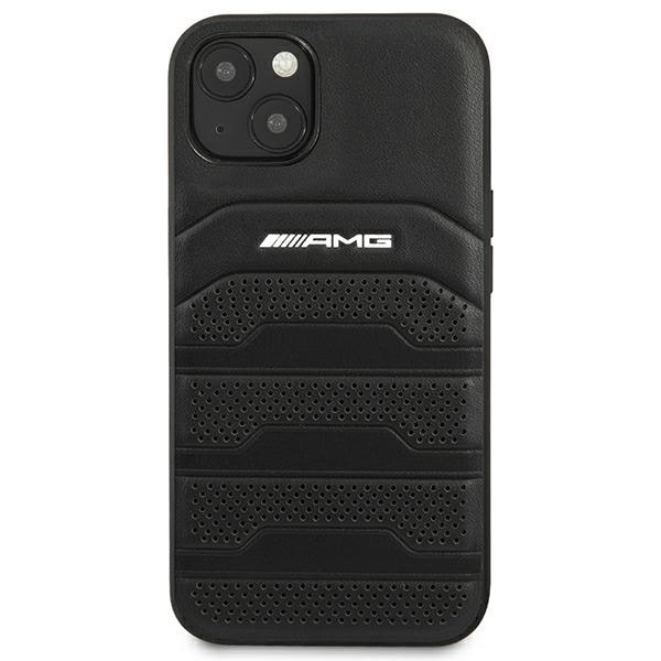 AMG AMHCP14MGSEBK iPhone 14 Plus 6,7" svart / svart hardcase i lær med pregede linjer