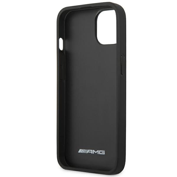 AMG AMHCP14MGSEBK iPhone 14 Plus 6,7" svart / svart hardcase i lær med pregede linjer