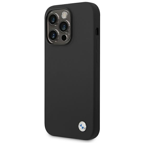 BMW Silikonetui med metallogo for iPhone 14 Pro - svart