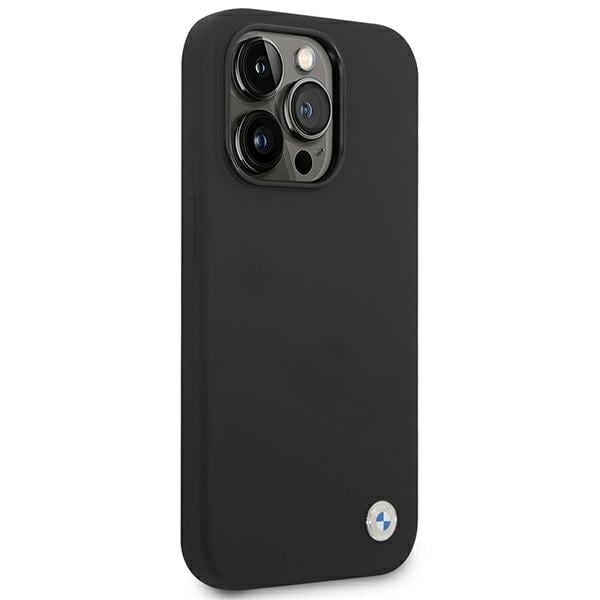 BMW Silikonetui med metallogo for iPhone 14 Pro - svart