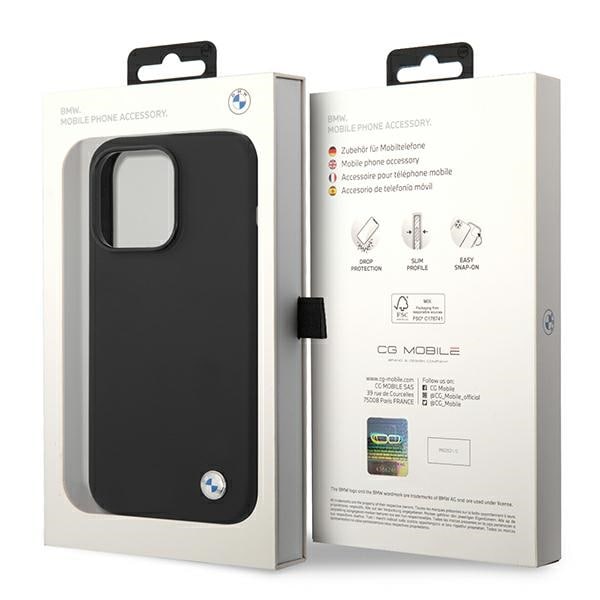 BMW Silikonetui med metallogo for iPhone 14 Pro - svart