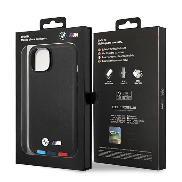 Etui BMW BMHCP14M22PTDK iPhone 14 Plus 6,7 "svart / svart skinnstempel Tricolor