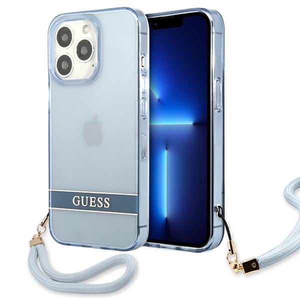 Guess GUHCP13LHTSGSB iPhone 13 Pro / 13 6,1" blå / blå hardcase Gjennomsiktig Stap
