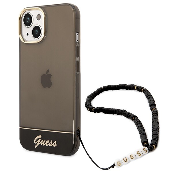 Guess GUHCP14SHGCOHK iPhone 14 6,1" svart / svart hardcase Translucent Pearl Strap