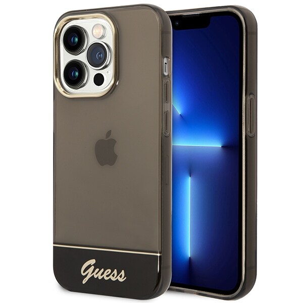 Guess GUHCP14LHGCOK iPhone 14 Pro 6,1" svart / svart hardcase Gjennomsiktig